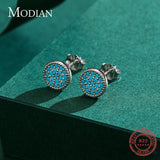 Vintage Turquoise Ear Studs 925 Sterling Silver Circle Stud Earrings