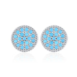 Vintage Turquoise Ear Studs 925 Sterling Silver Circle Stud Earrings
