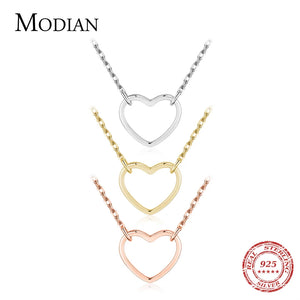 925 Silver 3 Hearts Pendant Necklace Love Chain Fine Jewelry Women