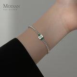 Sterling Silver Round 4mm Beads Bracelet Lucky Style Crystal For Women