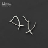 925 Silver Abstract Ear Buckles Women Hoop Earrings