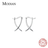 925 Silver Abstract Ear Buckles Women Hoop Earrings