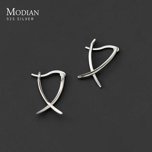 925 Silver Abstract Ear Buckles Women Hoop Earrings