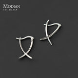 925 Silver Abstract Ear Buckles Women Hoop Earrings