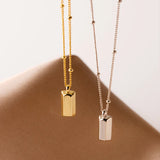 925 Silver Smooth Block Pendant Necklace Women Jewelry