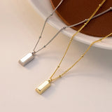 925 Silver Smooth Block Pendant Necklace Women Jewelry