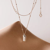 925 Silver Smooth Block Pendant Necklace Women Jewelry