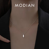 925 Silver Smooth Block Pendant Necklace Women Jewelry