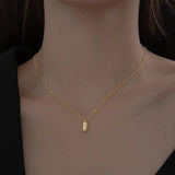 925 Silver Smooth Block Pendant Necklace Women Jewelry