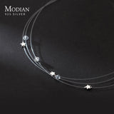 925 Silver Stars CZ Choker Necklace for Women