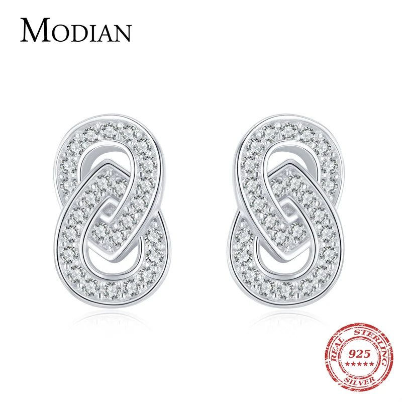 Double Circle Ear Pins 925 Silver Stud Earrings Wedding Statement Jewelry