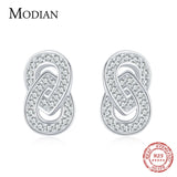 Double Circle Ear Pins 925 Silver Stud Earrings Wedding Statement Jewelry