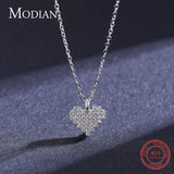 Sparkling Heart Pendant Necklace 925 Sterling Silver Clear Cz Wedding Jewelry