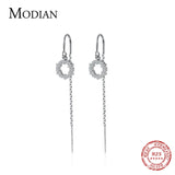 Clear CZ Drop Earrings for Women Dangle 925 Silver Wedding Jewelry