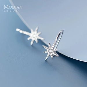 Zircon Hexagram Stud Earring 925 Sterling Silver Hook Wedding Jewelry