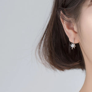 Zircon Hexagram Stud Earring 925 Sterling Silver Hook Wedding Jewelry