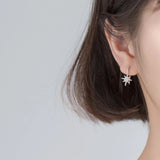 Zircon Hexagram Stud Earring 925 Sterling Silver Hook Wedding Jewelry