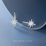 Zircon Hexagram Stud Earring 925 Sterling Silver Hook Wedding Jewelry