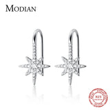 Zircon Hexagram Stud Earring 925 Sterling Silver Hook Wedding Jewelry