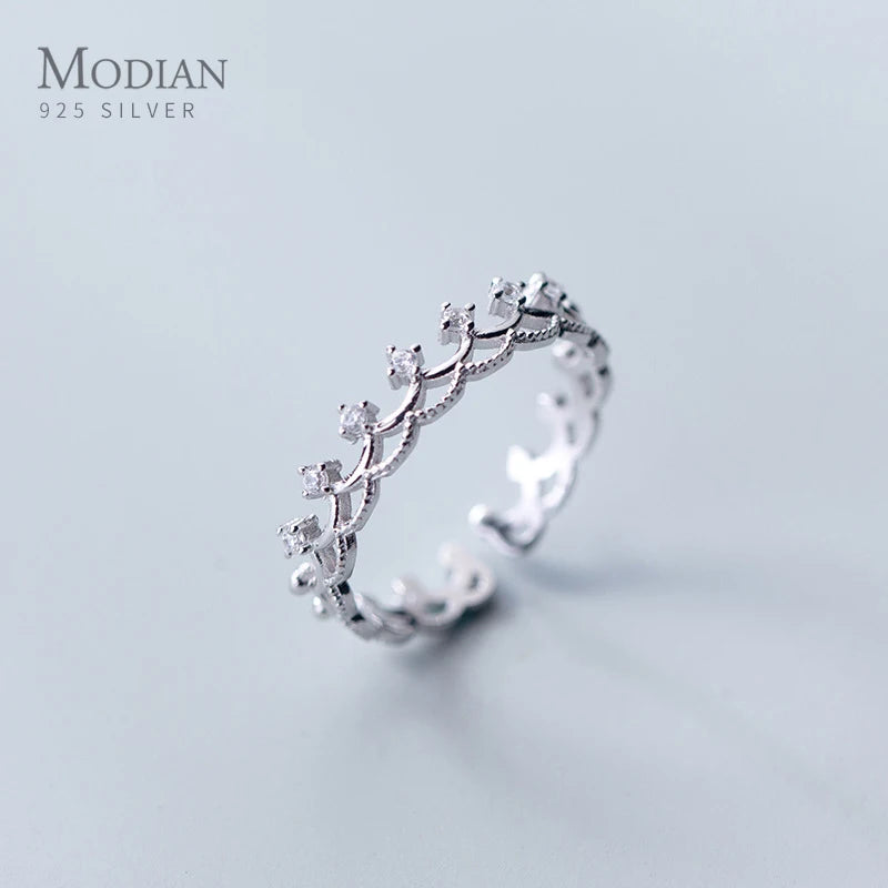 Crown Clear CZ 925 Sterling Silver Rings for Women