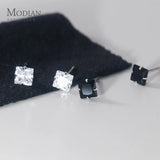 Square CZ Stud Earrings 925 Sterling Silver Platinum Plated 3MM 4mm 5mm