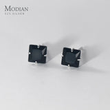 Square CZ Stud Earrings 925 Sterling Silver Platinum Plated 3MM 4mm 5mm