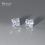 Square CZ Stud Earrings 925 Sterling Silver Platinum Plated 3MM 4mm 5mm
