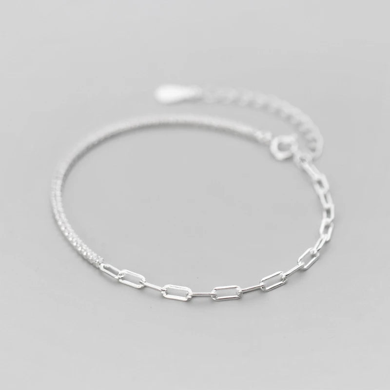 Geometric Zirconia Bracelet Bangle 925 Silver