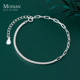 Geometric Zirconia Bracelet Bangle 925 Silver