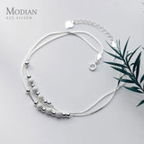 925 Silver Rose Frosted Ball Anklet Snake Bone Chain Korea Style Jewelry
