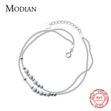 925 Silver Rose Frosted Ball Anklet Snake Bone Chain Korea Style Jewelry