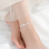 925 Silver Rose Frosted Ball Anklet Snake Bone Chain Korea Style Jewelry