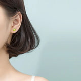 925 Silver Green Leaves Tree Leaf Stud Earrings Women Jewelry