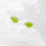 925 Silver Green Leaves Tree Leaf Stud Earrings Women Jewelry