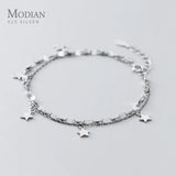 925 Sterling Silver Star Double Chain Bracelet for Women