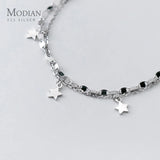925 Sterling Silver Star Double Chain Bracelet for Women