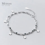 925 Sterling Silver Star Double Chain Bracelet for Women