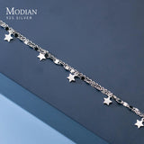 925 Sterling Silver Star Double Chain Bracelet for Women