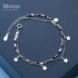 925 Sterling Silver Star Double Chain Bracelet for Women