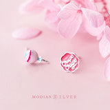Tiny Fine Candy Enamel Silver Stud Earrings 925