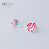 Tiny Fine Candy Enamel Silver Stud Earrings 925