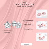 925 Sterling Silver CZ Stars Stud Earrings