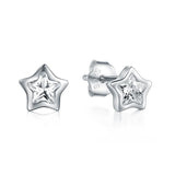 925 Sterling Silver CZ Stars Stud Earrings