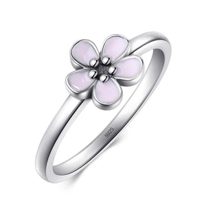 Pink Enamel Ring 925 Silver Engagement Jewelry Women Wedding Gift