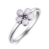 Pink Enamel Ring 925 Silver Engagement Jewelry Women Wedding Gift