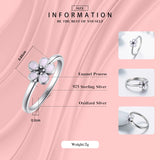 Pink Enamel Ring 925 Silver Engagement Jewelry Women Wedding Gift