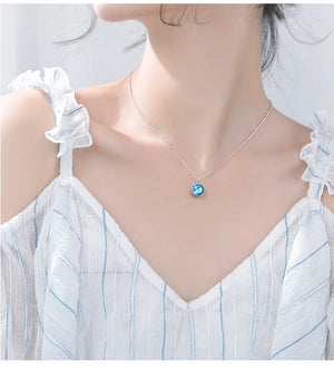 925 Silver Crown Crystal Necklace Classic Swing Ball Pendant