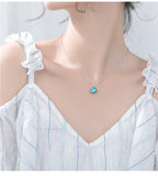 925 Silver Crown Crystal Necklace Classic Swing Ball Pendant