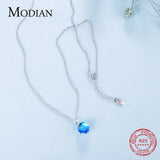 925 Silver Crown Crystal Necklace Classic Swing Ball Pendant