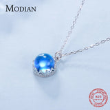 925 Silver Crown Crystal Necklace Classic Swing Ball Pendant